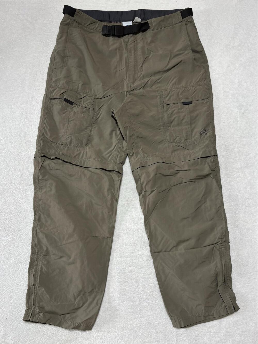 Eastern Mountain Sports Cargo Pants Mens 36x30 Olive Green Nylon Belted Hiking